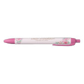 Floral Pink bruiloft Zwarte Inkt Pen (Bodem)