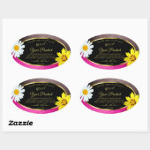 Floral Pink Burgundy Glitter Black Product Labels (Vel)