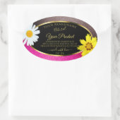 Floral Pink Burgundy Glitter Black Product Labels (Tas)