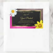 Floral Pink Burgundy Glitter Black Product Labels (Tas)