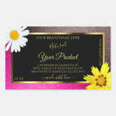 Floral Pink Burgundy Glitter Black Product Labels (Voorkant)