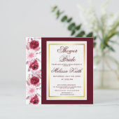 Floral Pink Burgundy Script Vrijgezellenfeest Squa Kaart (Staand voorkant)