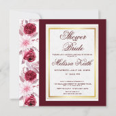Floral Pink Burgundy Script Vrijgezellenfeest Squa Kaart (Voorkant)