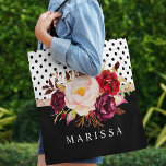 Floral Pink Burgundy Waterverf Black White Stippen Tote Bag<br><div class="desc">Girly-Girl-Graphics: Floral Pink Burgundy Waterverf Black White Stippen Canvas tas - Chic Stylish Pastel Roos Gold Glitter Ribbon en Colorful Marsala Red, Cool Country Green Rustic Boho Romantic Peony Rozen Flowers with Modern Geometric Polka Dots Pattern Popular Teen Girls and Women's Fun Mode to Maak uw systeem compleet met uw...</div>