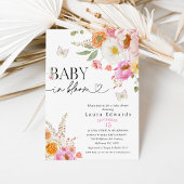 Floral Pink Butterflies Baby In Bloom Baby Shower Kaart