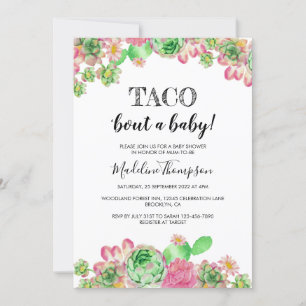 Floral Pink Cactus Taco's over een Baby shower Kaart