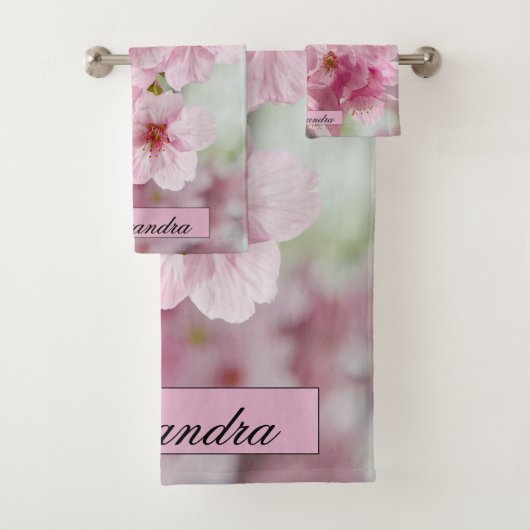 Floral Pink Cherry Blossom Fotografie Bad Handdoek (Insitu)