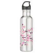 Floral Pink Cherry Blossom Waterfles (Voorkant)