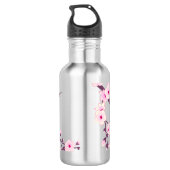 Floral Pink Cherry Blossom Waterfles (Achterkant)