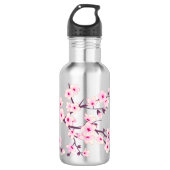 Floral Pink Cherry Blossom Waterfles (Voorkant)