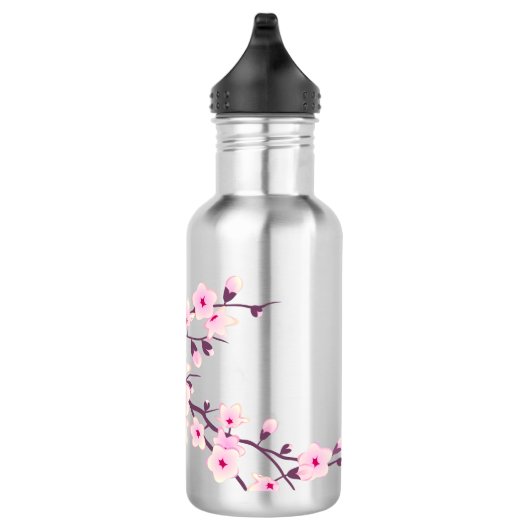 Floral Pink Cherry Blossom Waterfles (Rechts)