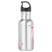 Floral Pink Cherry Blossom Waterfles (Achterkant)