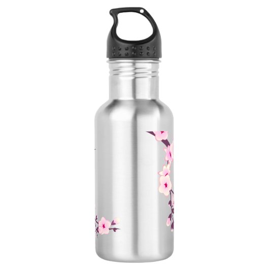 Floral Pink Cherry Blossom Waterfles (Achterkant)