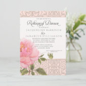 Floral Pink Classic Formal Rehearsal Dinner Kaart (Staand voorkant)