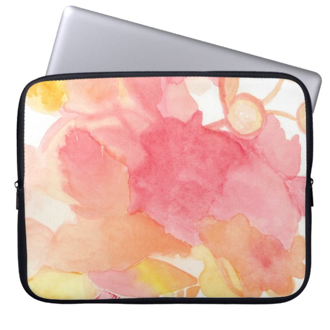 Floral Pink Computer Hoesje Laptop Sleeve (Voorkant)