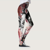 Floral Pink Coral Green  Roos Patroon Leggings (Rechts)