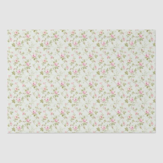 Floral Pink Cottage Rozen Pattern Tissuepapier (Voorkant)