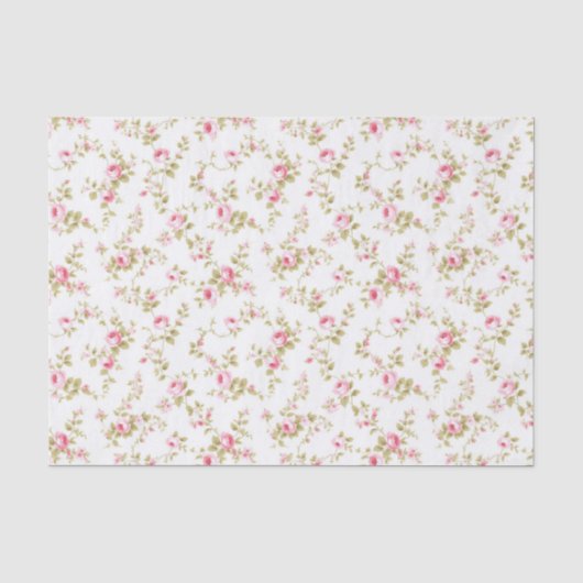 Floral Pink Cottage Tuin Patroon Tissuepapier (Voorkant)