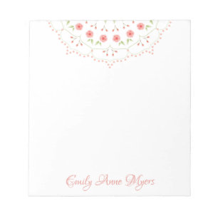 Floral Pink Cute Minimalist Chic Mandala Pattern Notitieblok