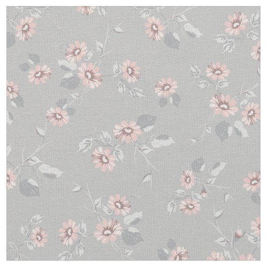 Floral Pink Daisies Frans Grijs Stof (Close Up)