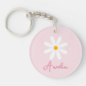 Floral Pink Daisy gepersonaliseerde sleutelhanger (Voorkant)