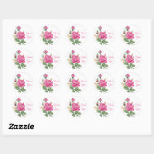 Floral Pink Dank u Roos Bloem Rozen Ronde Sticker (Vel)