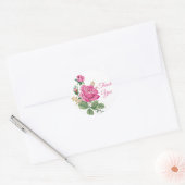 Floral Pink Dank u Roos Bloem Rozen Ronde Sticker (Envelop)