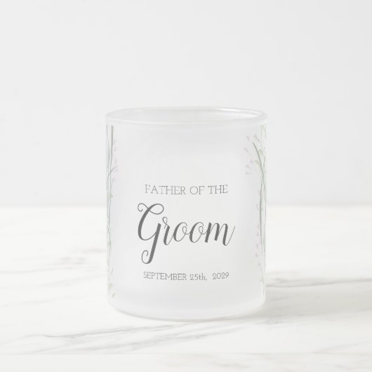 Floral Pink Delicate Wedding Vader van de Groom Mo Matglas Koffiemok (Center)