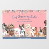 Floral Pink Dog Grooming Salon Promotion Raamsticker (Vel)