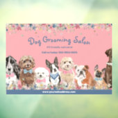 Floral Pink Dog Grooming Salon Promotion Raamsticker (Vel 3)