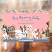 Floral Pink Dog Grooming Salon Promotion Raamsticker (Vel 2)