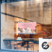 Floral Pink Dog Grooming Salon Promotion Raamsticker (Cafe Raam)