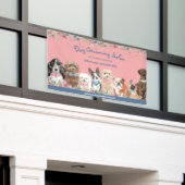 Floral Pink Dog Grooming Salon Promotional Banner (Buitenkant Gebouw)