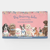 Floral Pink Dog Grooming Salon Promotional Banner (Horizontaal)