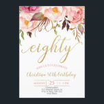 Floral Pink Elegant 80th Birthday Women Kaart<br><div class="desc">Floral Pink Elegant 80th Birthday Women</div>