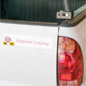 Floral Pink Elephant Crossing Bumpersticker (Op Truck)