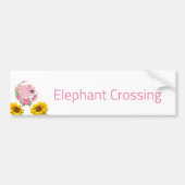 Floral Pink Elephant Crossing Bumpersticker (Voorkant)