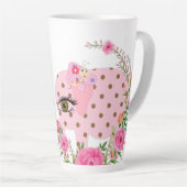 Floral Pink Elephant Latte Mok (Rechterhoek)