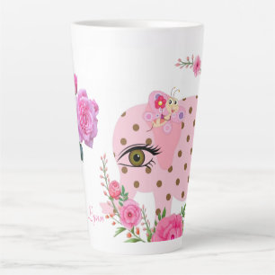 Floral Pink Elephant Latte Mok
