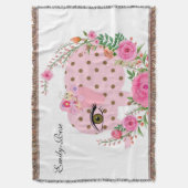 Floral Pink Elephant Throw Blanket Deken (Voorkant Verticaal)
