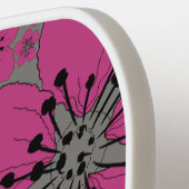 Floral Pink en Black Modern Monogram Pickleball Paddle (Links Detail)