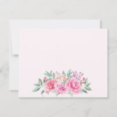 Floral Pink en Faux Gold Script | Fotobruiloft Bedankkaart (Achterkant)