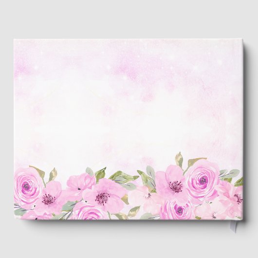 Floral Pink en Gold Princess Quinceanera Gastenboek (Achterkant)