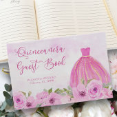 Floral Pink en Gold Princess Quinceanera Gastenboek