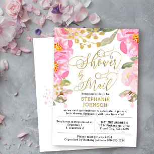 Floral Pink en Gold Virtual Vrijgezellenfeest per  Kaart