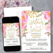 Floral Pink en Gold Virtual Vrijgezellenfeest per  Kaart