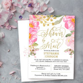 Floral Pink en Gold Virtual Vrijgezellenfeest per  Kaart