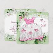 Floral Pink en Green Baby shower Kaart (Voorkant / Achterkant)