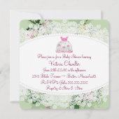 Floral Pink en Green Baby shower Kaart (Achterkant)