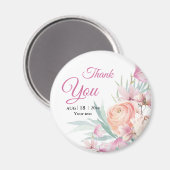 Floral Pink en Oranje bruiloft Dank je Magneet (Voorkant / Achterkant)